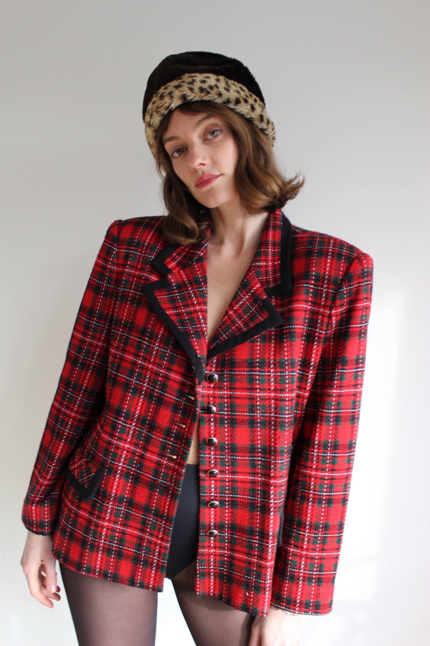 Vintage Holly Woven Plaid Blazer