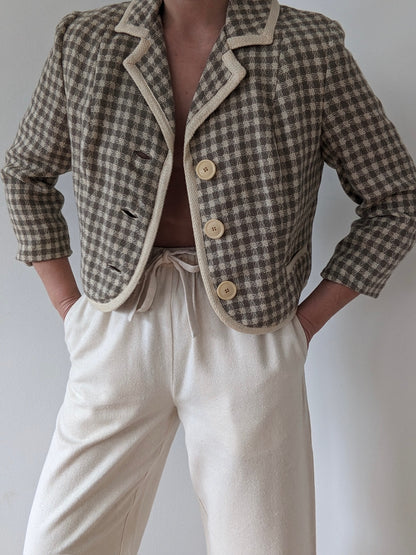 Sweet Vintage Cropped Woven Wool Jacket