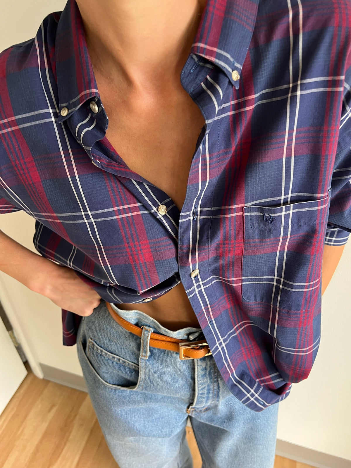 Vintage Embroidered Christian Dior Plaid Shirt
