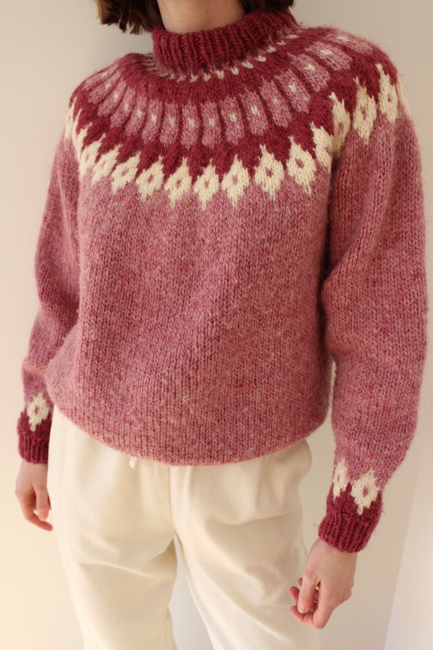 Amazing Vintage Hand Knit Fair Isle Wool Sweater