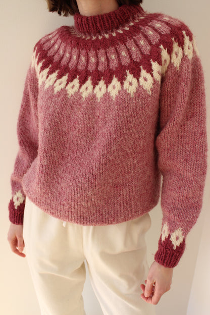 Amazing Vintage Hand Knit Fair Isle Wool Sweater