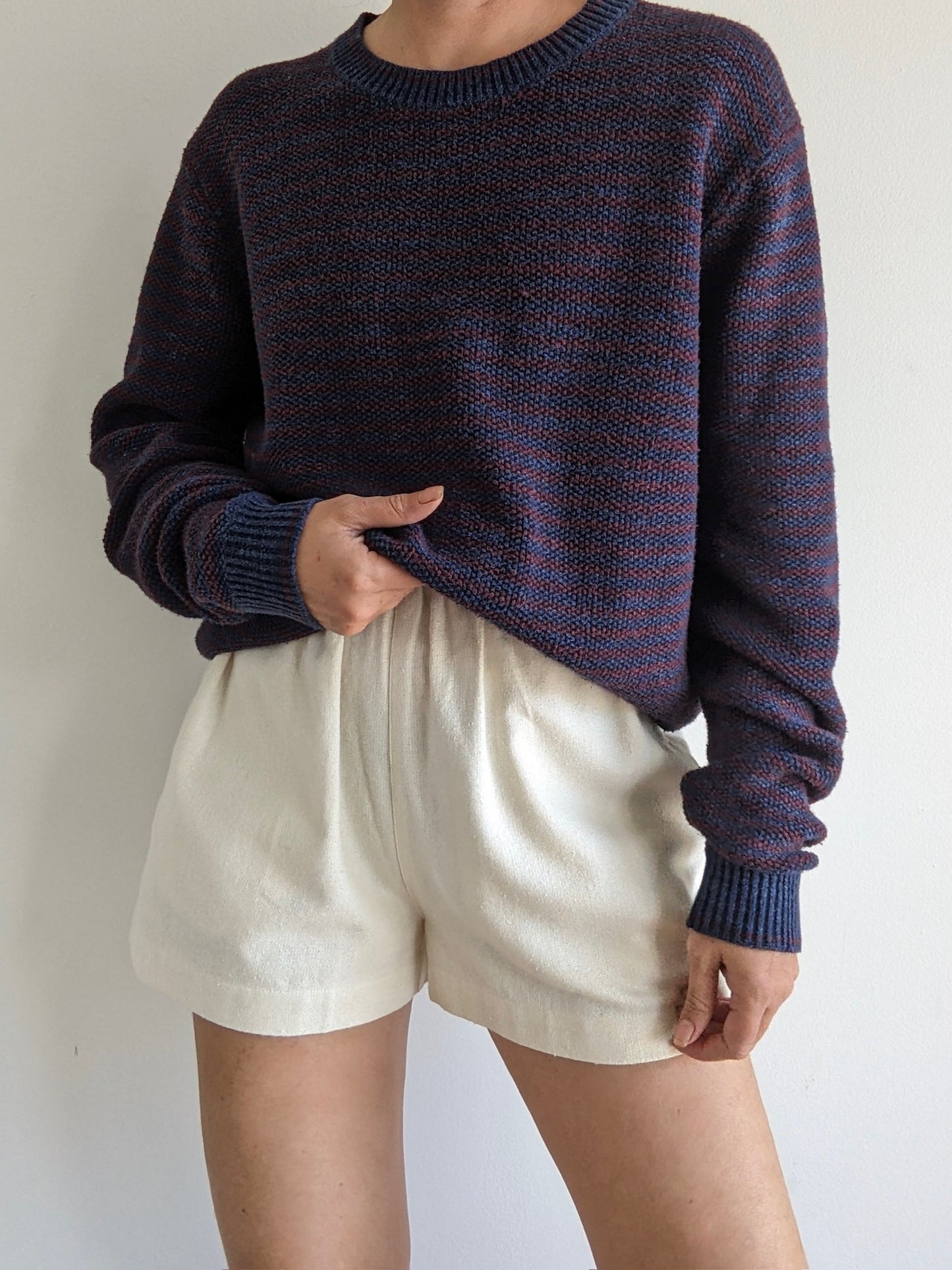 Vintage Striped Seed Stitch Sweater