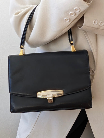 Lovely Vintage Koret Black Leather Handbag & Coin Purse