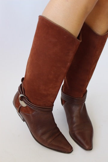 90s Italian Suede Western Boots