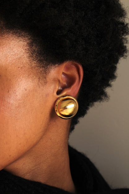 Vintage Gold Framed Dome Earrings