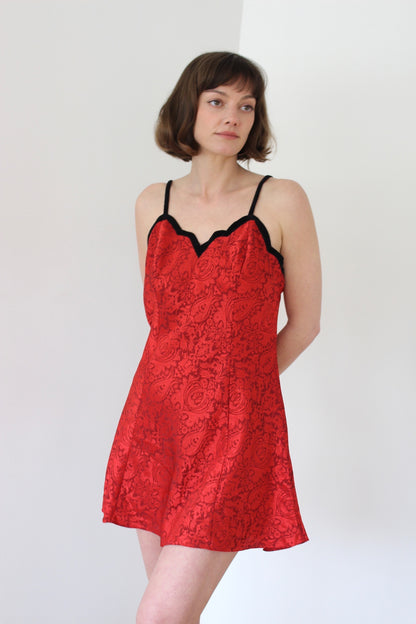Vintage Victoria's Secret Crimson Floral Slip