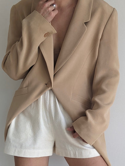 Vintage Latte Silk Blazer