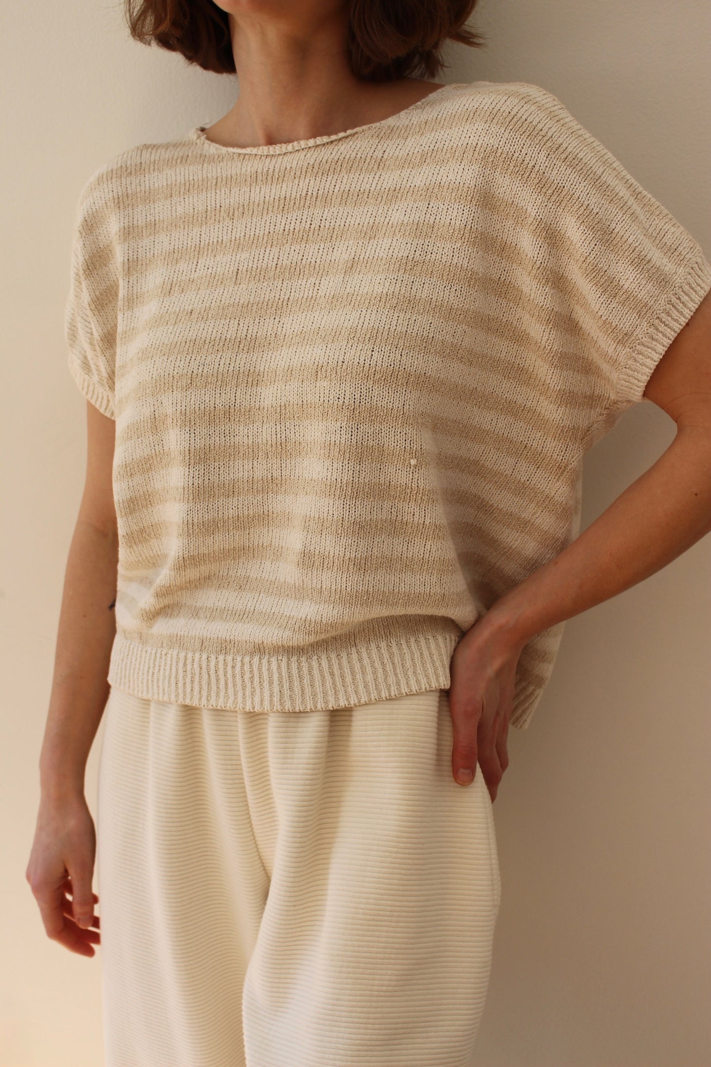 Vintage Striped Knitted Silk Dolman Top