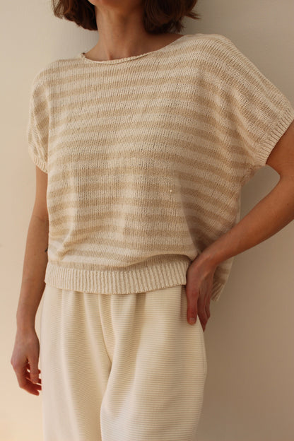 Vintage Striped Knitted Silk Dolman Top