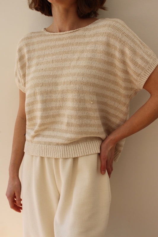 Vintage Striped Knitted Silk Dolman Top