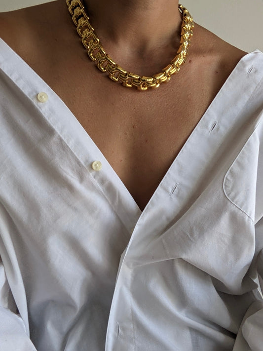 Vintage Bright Gold Link Necklace