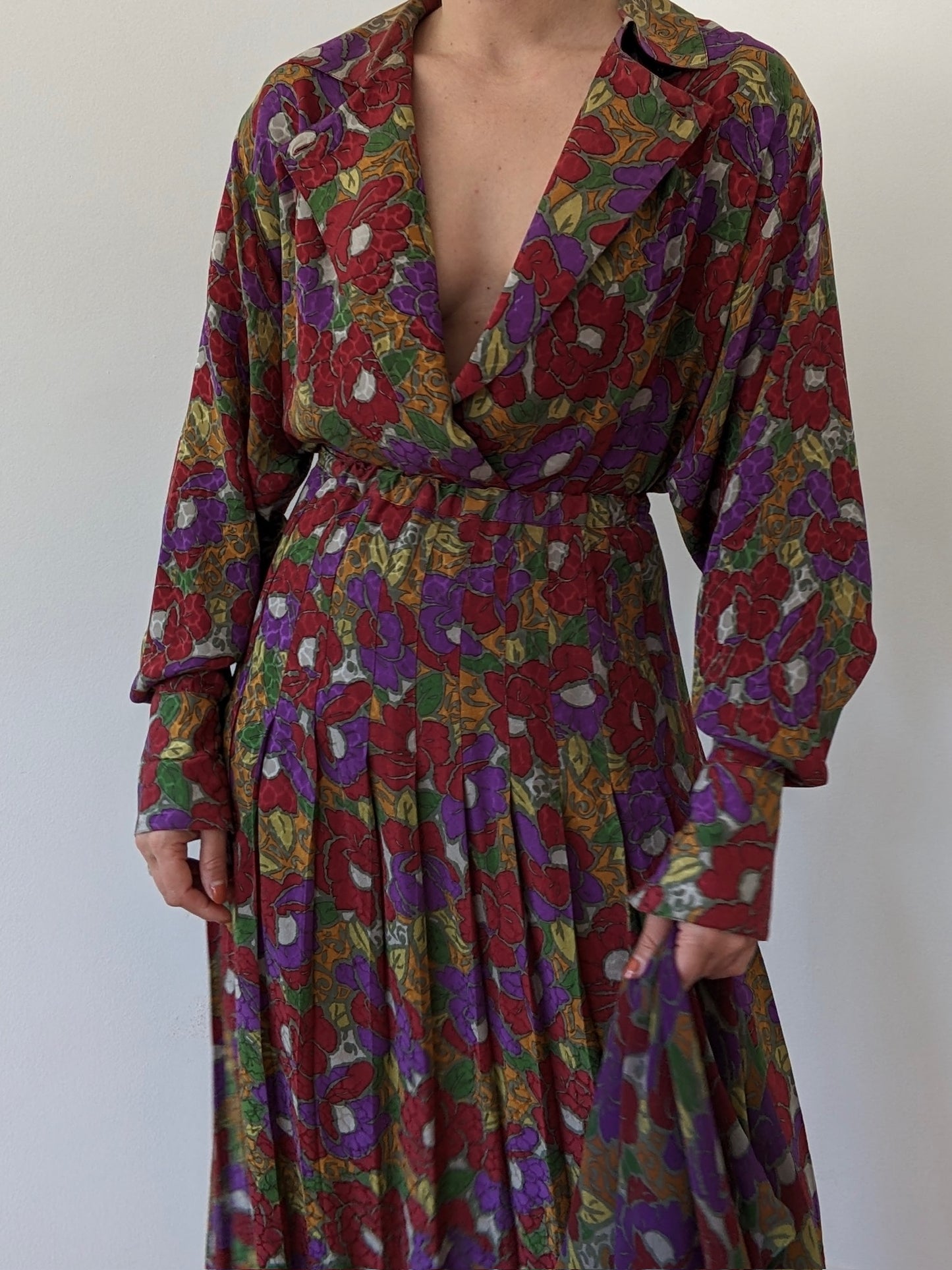 Vintage Floral Silk Skirt Set