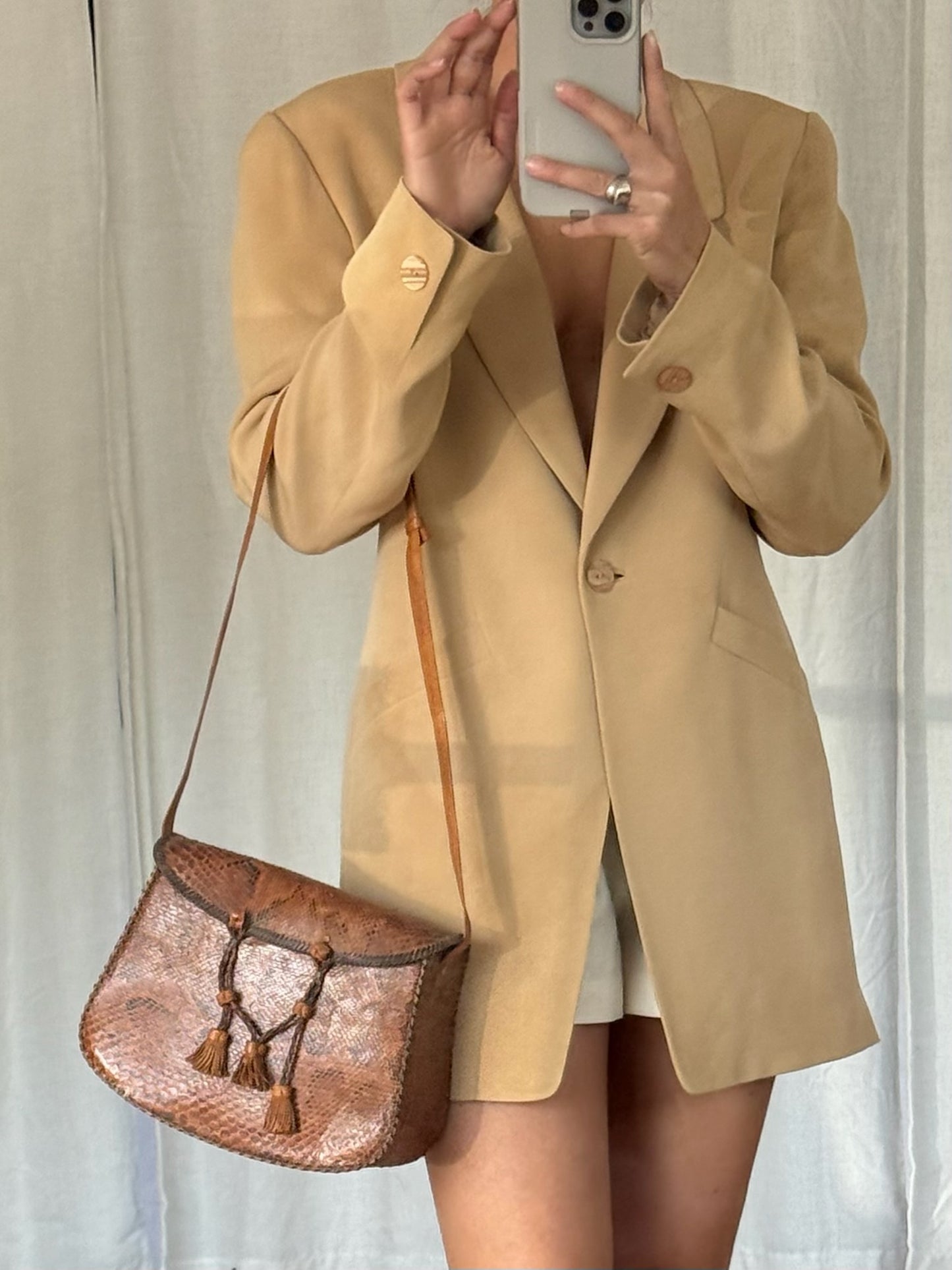 Vintage Latte Silk Blazer