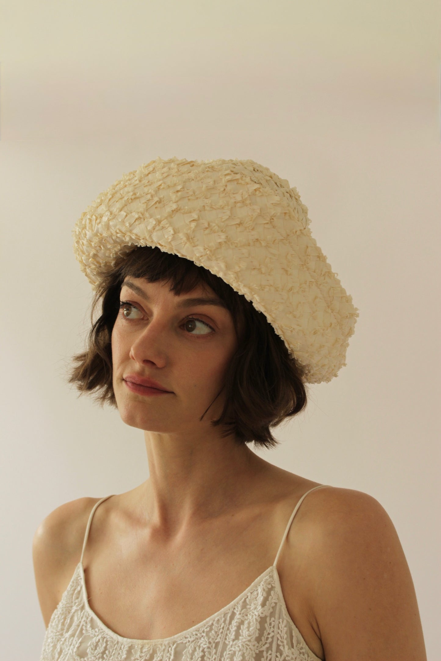 Beautiful Vintage Ivory Woven Hat