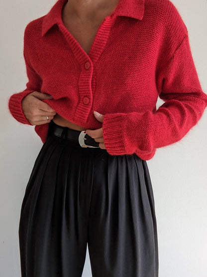 Vintage Cayenne Silk & Angora Henley