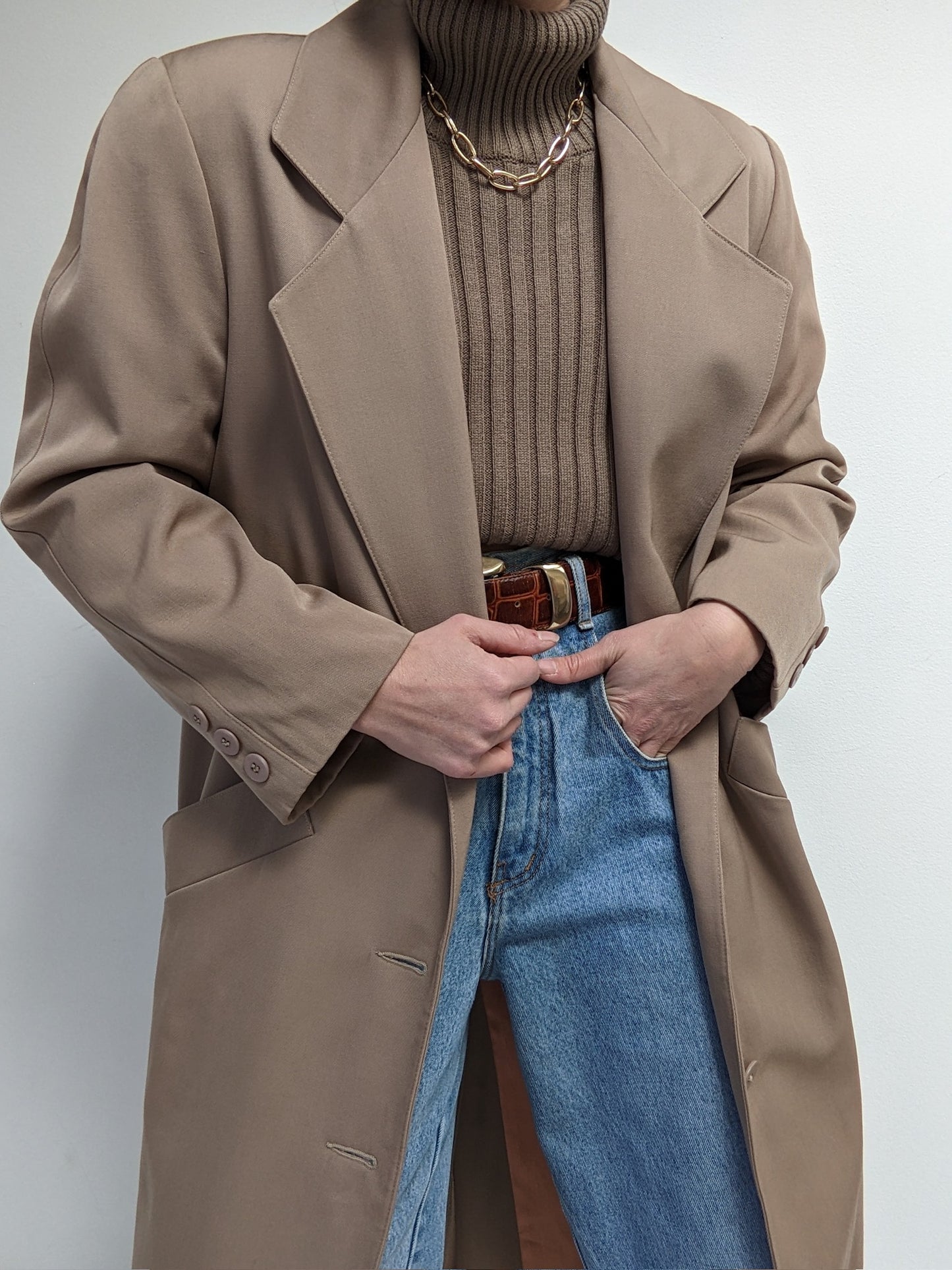 Amazing Vintage Almond Twilled Wool Coat