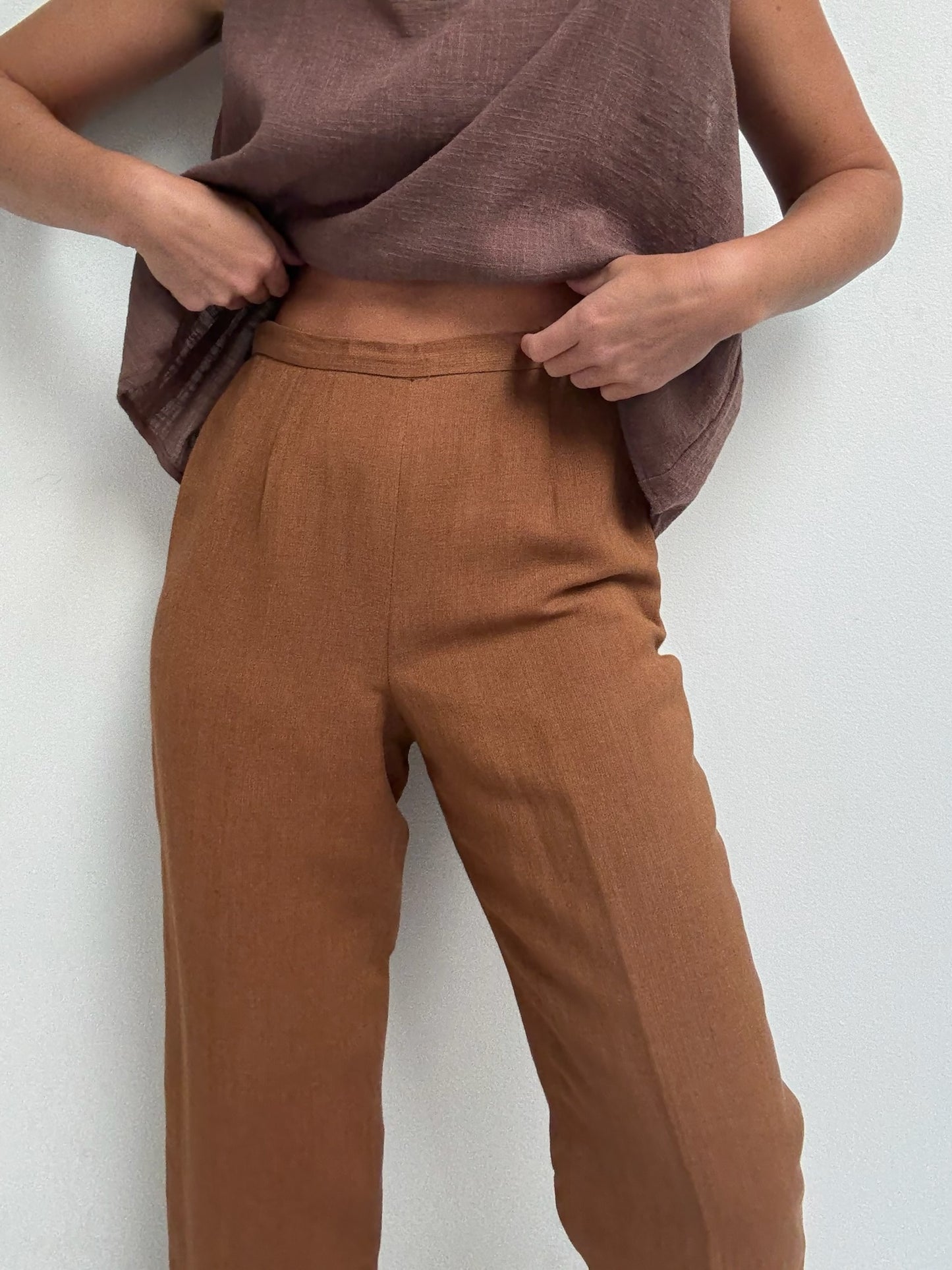 Vintage Toffee Woven Linen Pants