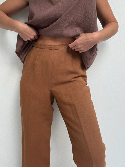 Vintage Toffee Woven Linen Pants