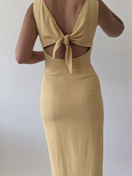 Vintage Apricot Back Tie Dress