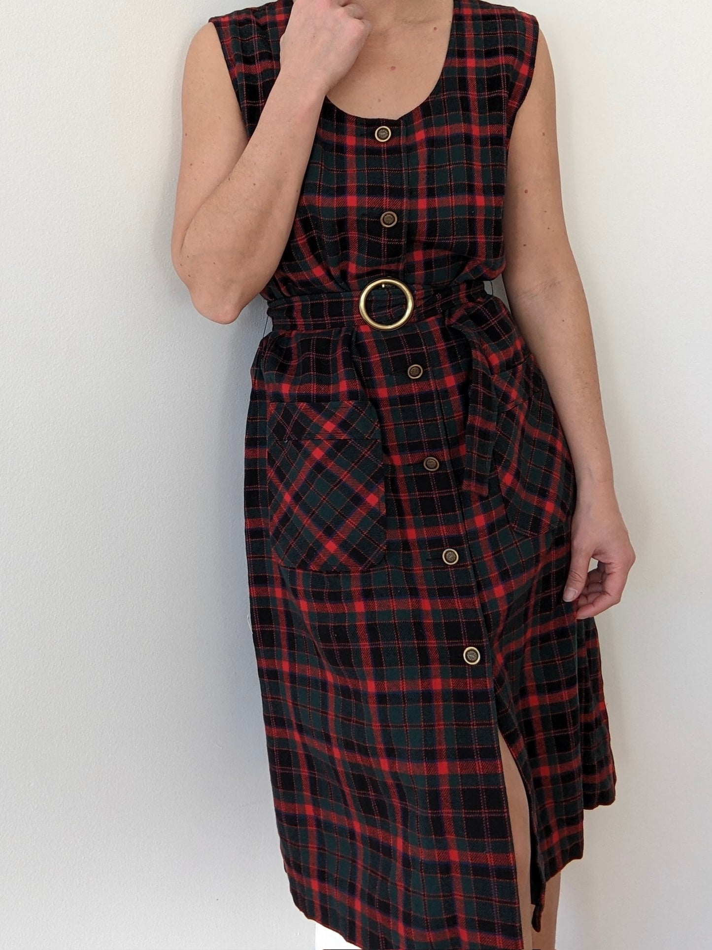 Vintage Pendleton Belted Plaid Wool Dress