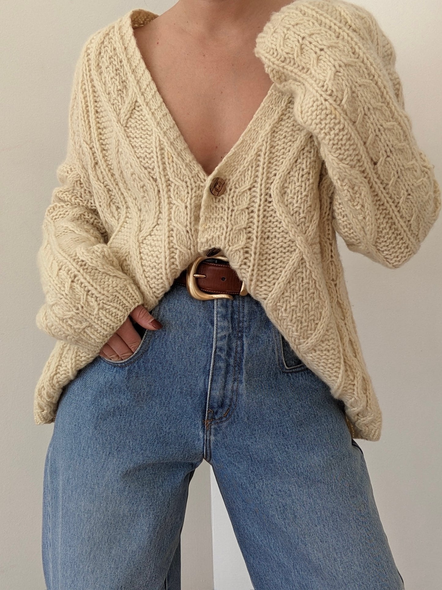 Vintage Italian Buttercream Wool Cardigan