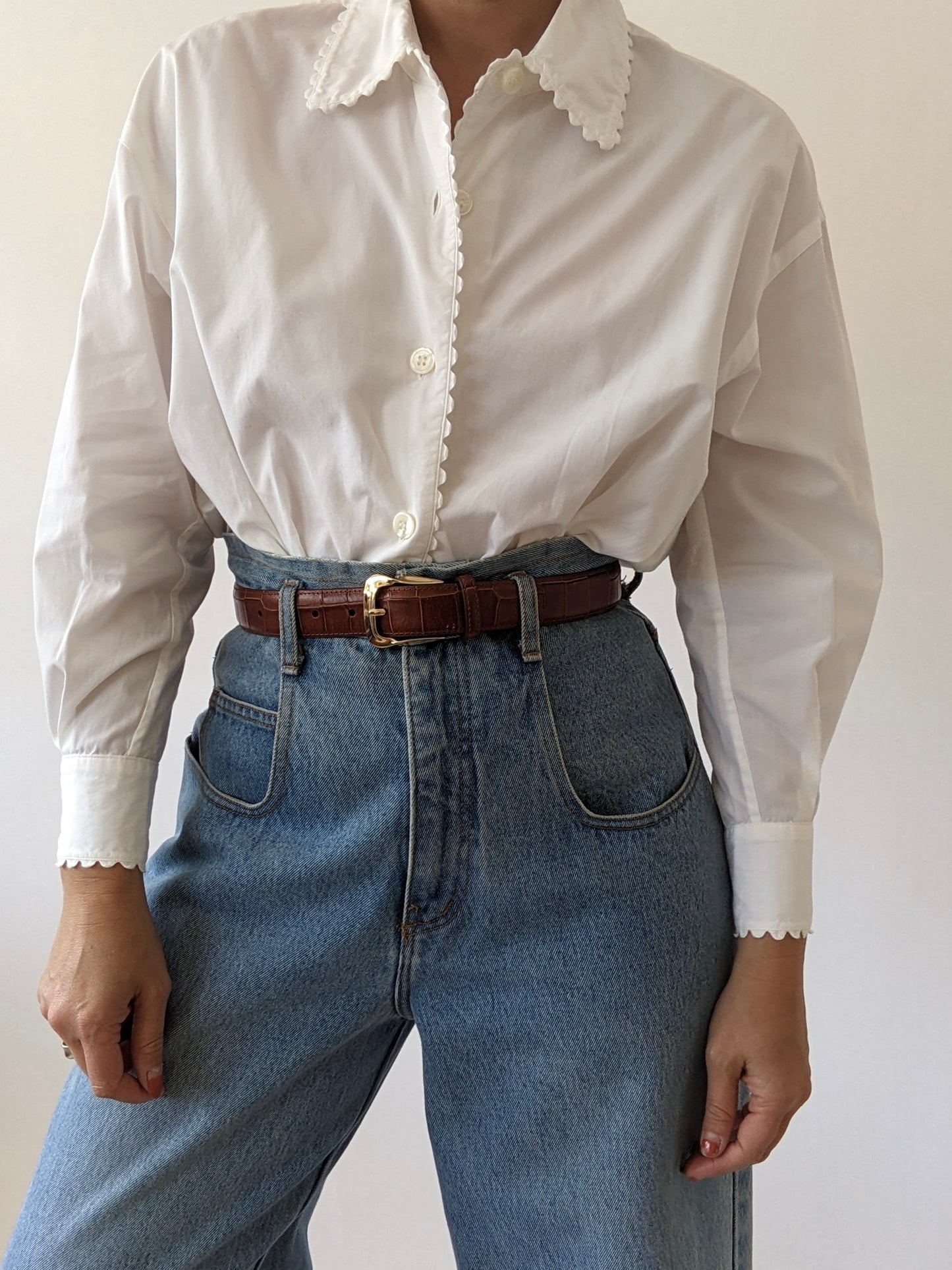 Vintage Emanuel Ungaro Scalloped Cotton Bodysuit