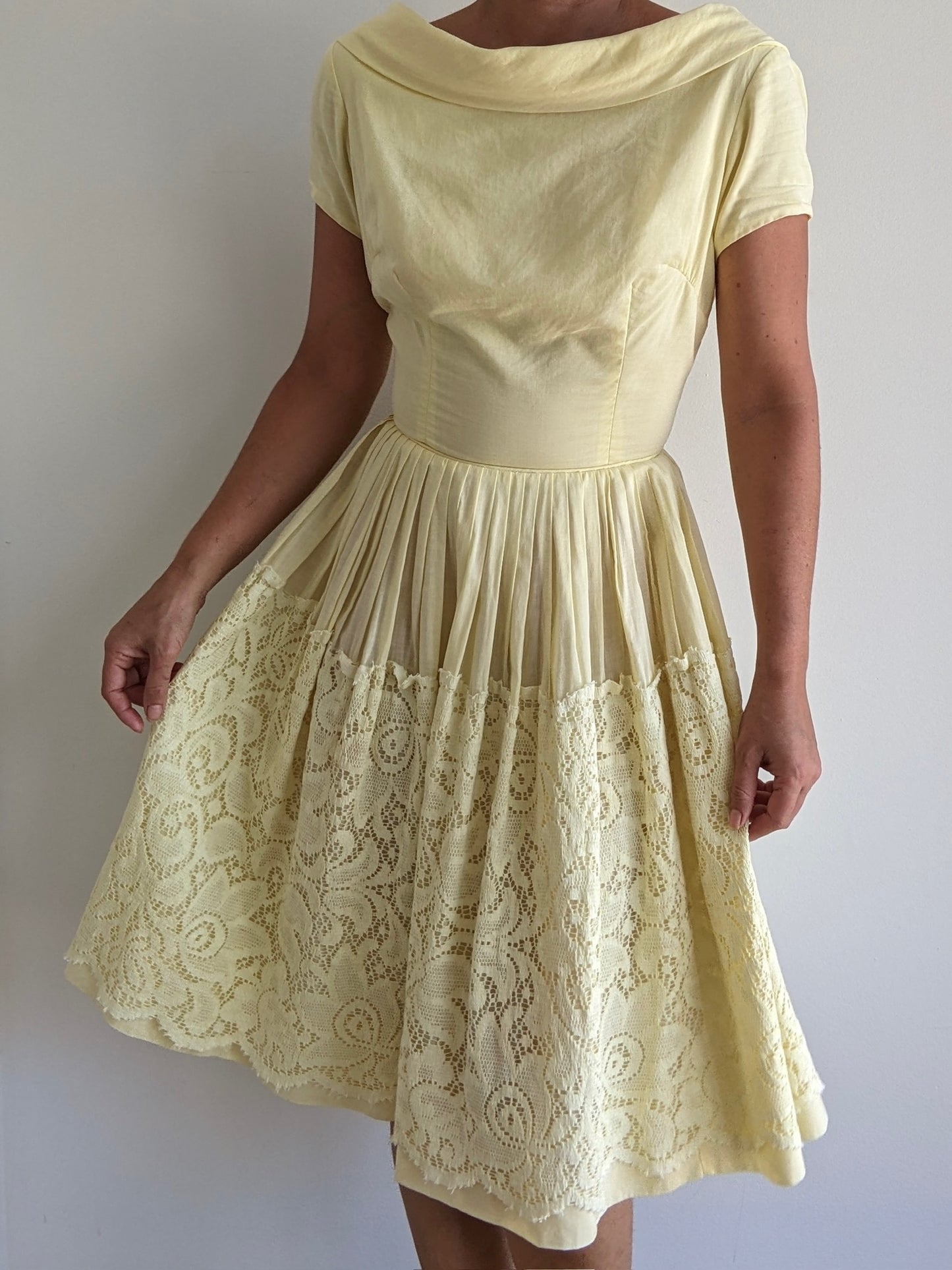 Vintage Butter Yellow Lace Dress