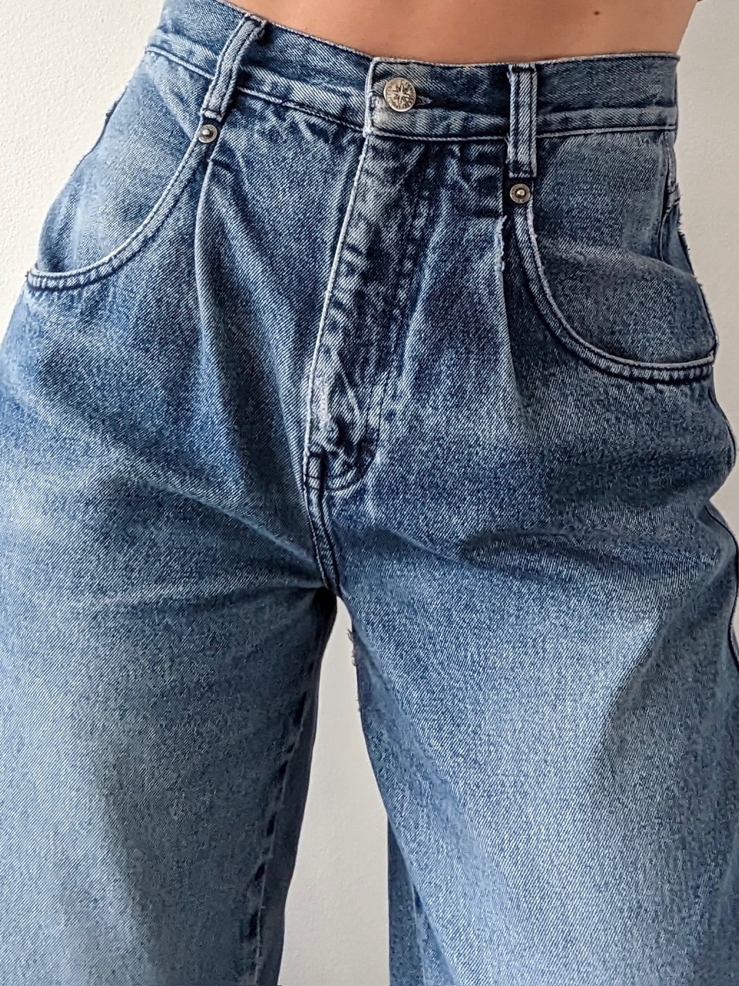 Vintage Faded Pleated Denim