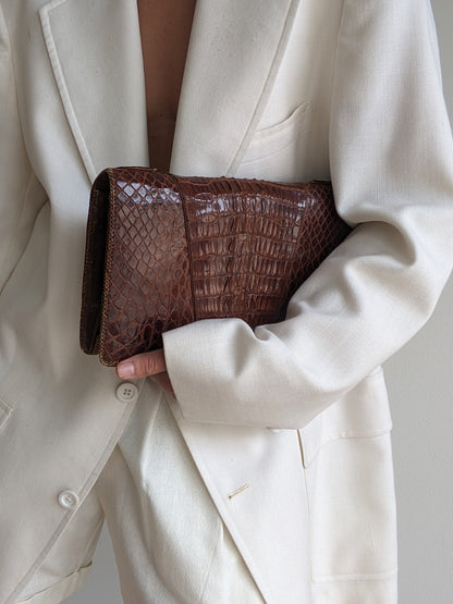 Vintage Genuine Crocodile Leather Clutch