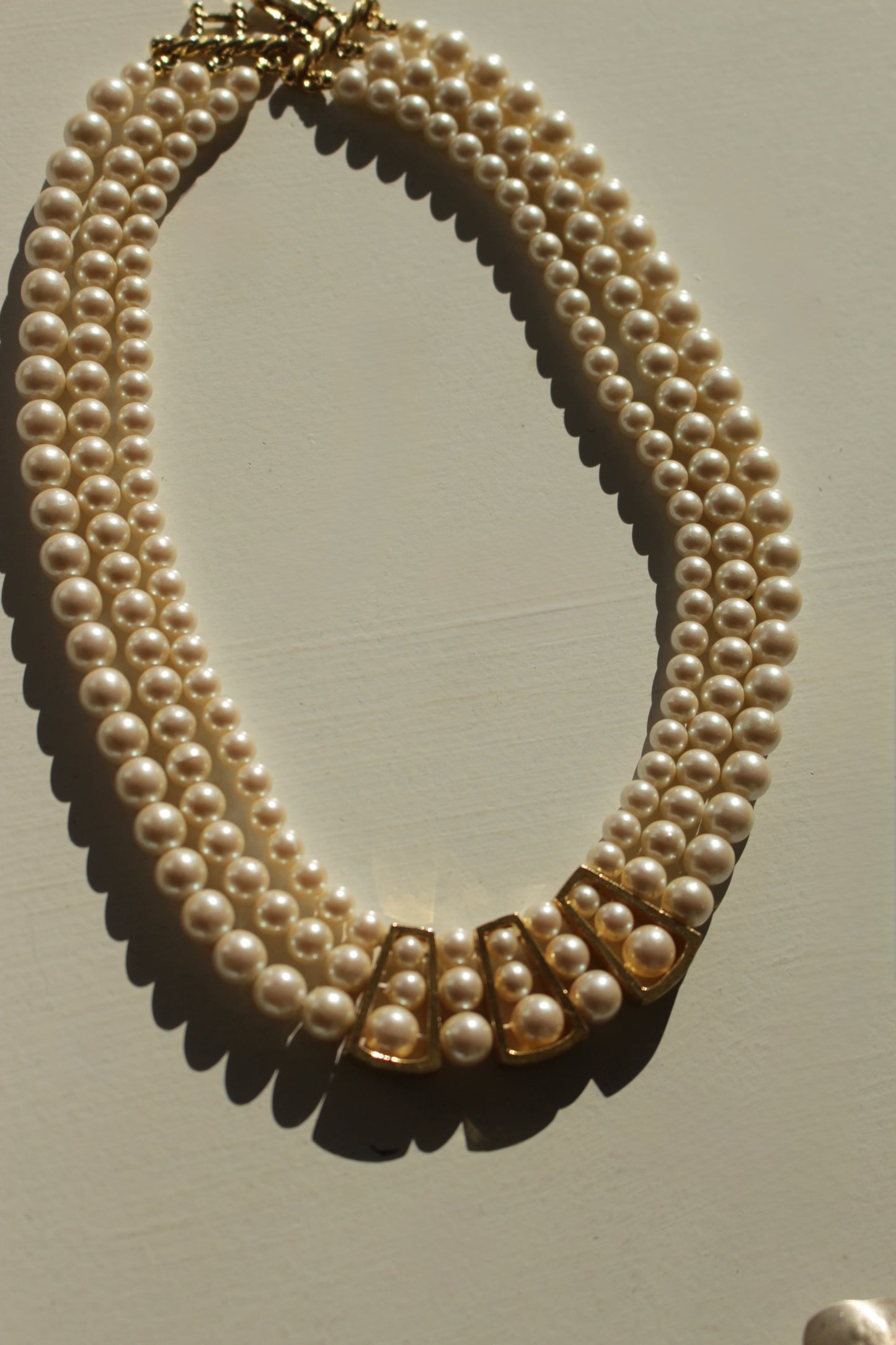 Vintage Tiered Faux Pearl Strand Necklace