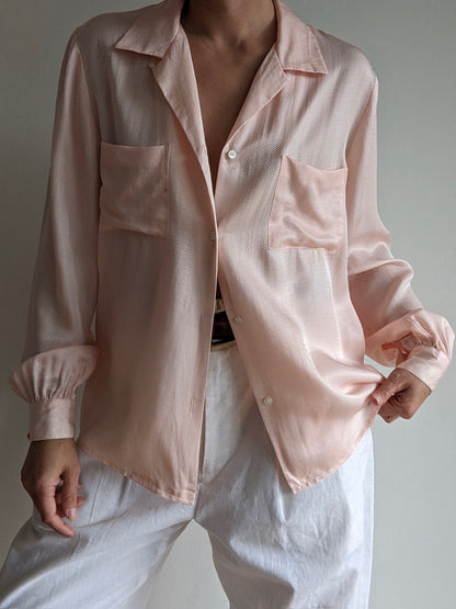 Vintage Blush Silk Blouse