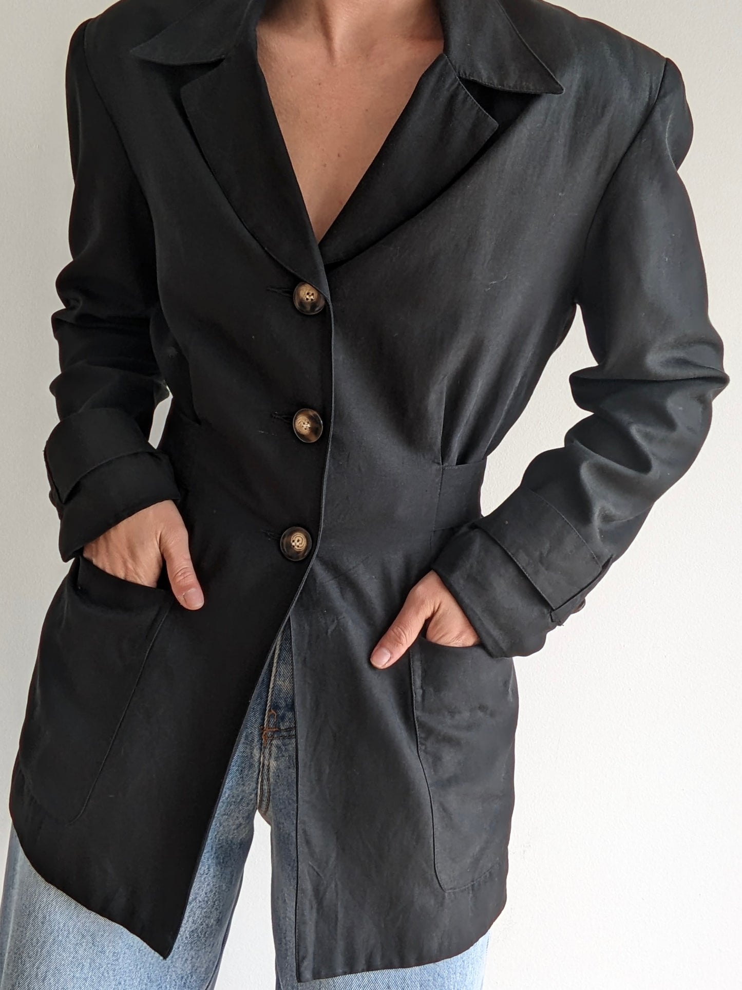 Vintage Ink Black Silk Jacket
