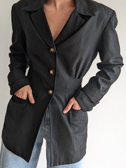 Vintage Ink Black Silk Jacket