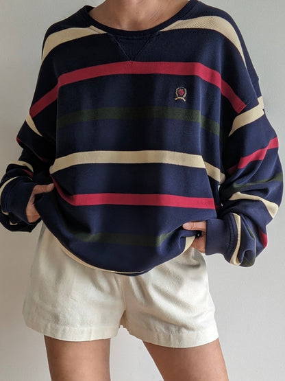 90s Tommy Hiliger Striped Pullover