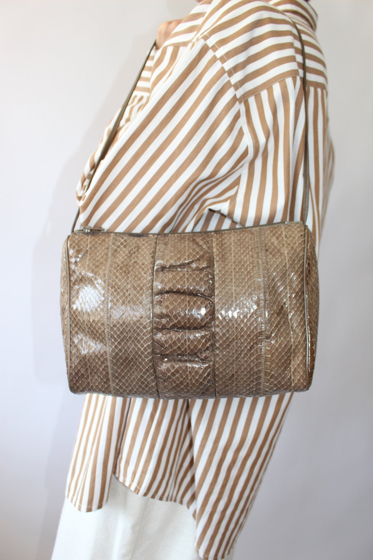 Vintage Taupe Genuine Snakeskin Purse
