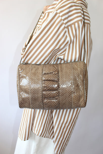 Vintage Taupe Genuine Snakeskin Purse