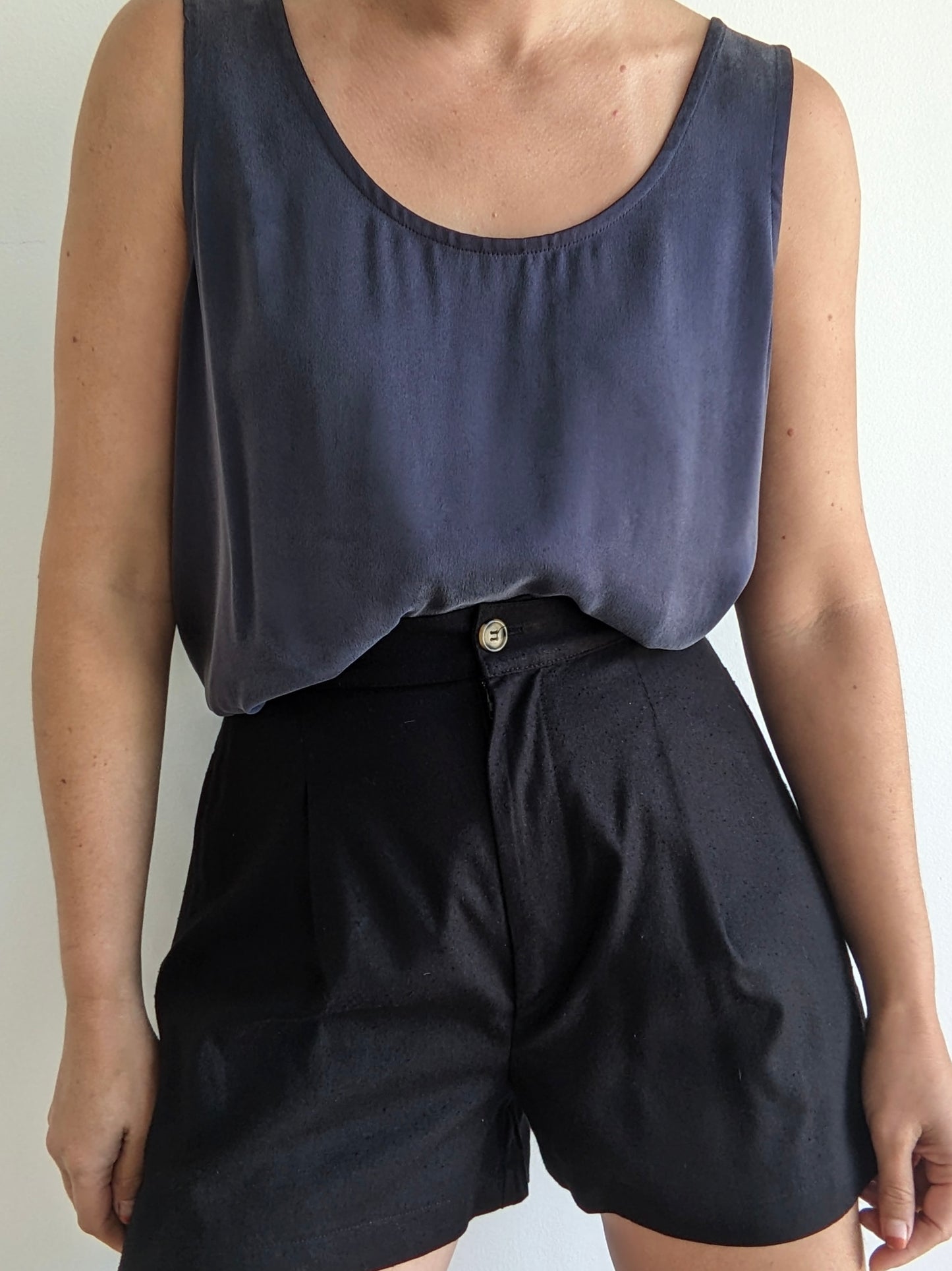 Vintage Faded Black Silk Tank