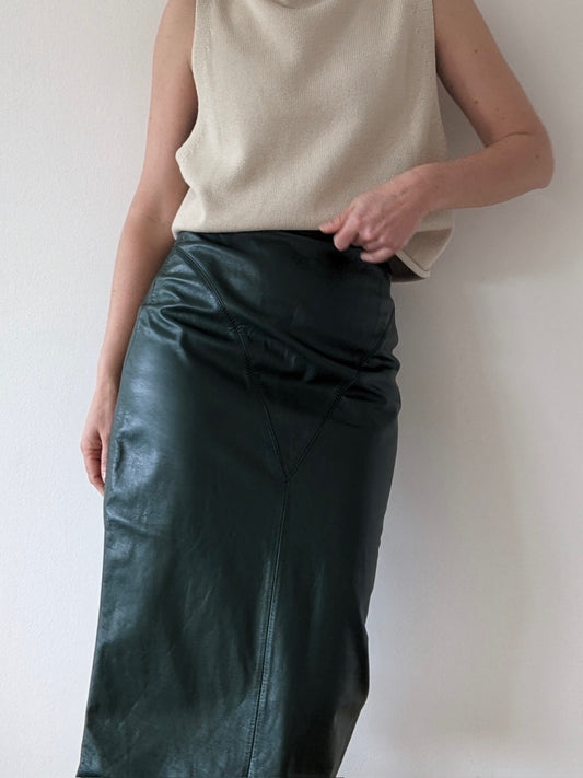 Vintage Fern Leather Skirt