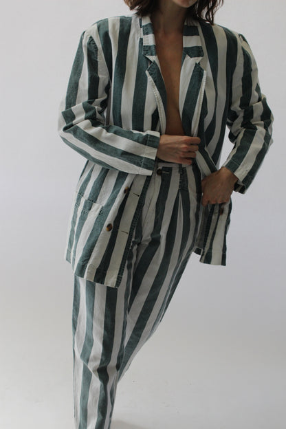 Favorite Vintage Faded Forest Striped Pant Suit