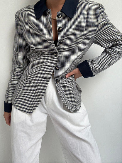 Vintage Gingham Linen Jacket