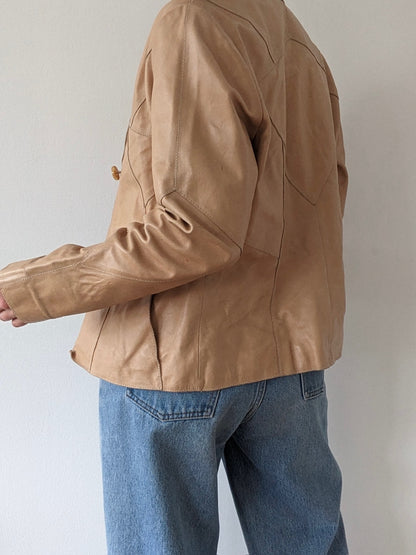 Incredible Vintage Butterscotch Pieced Leather Jacket
