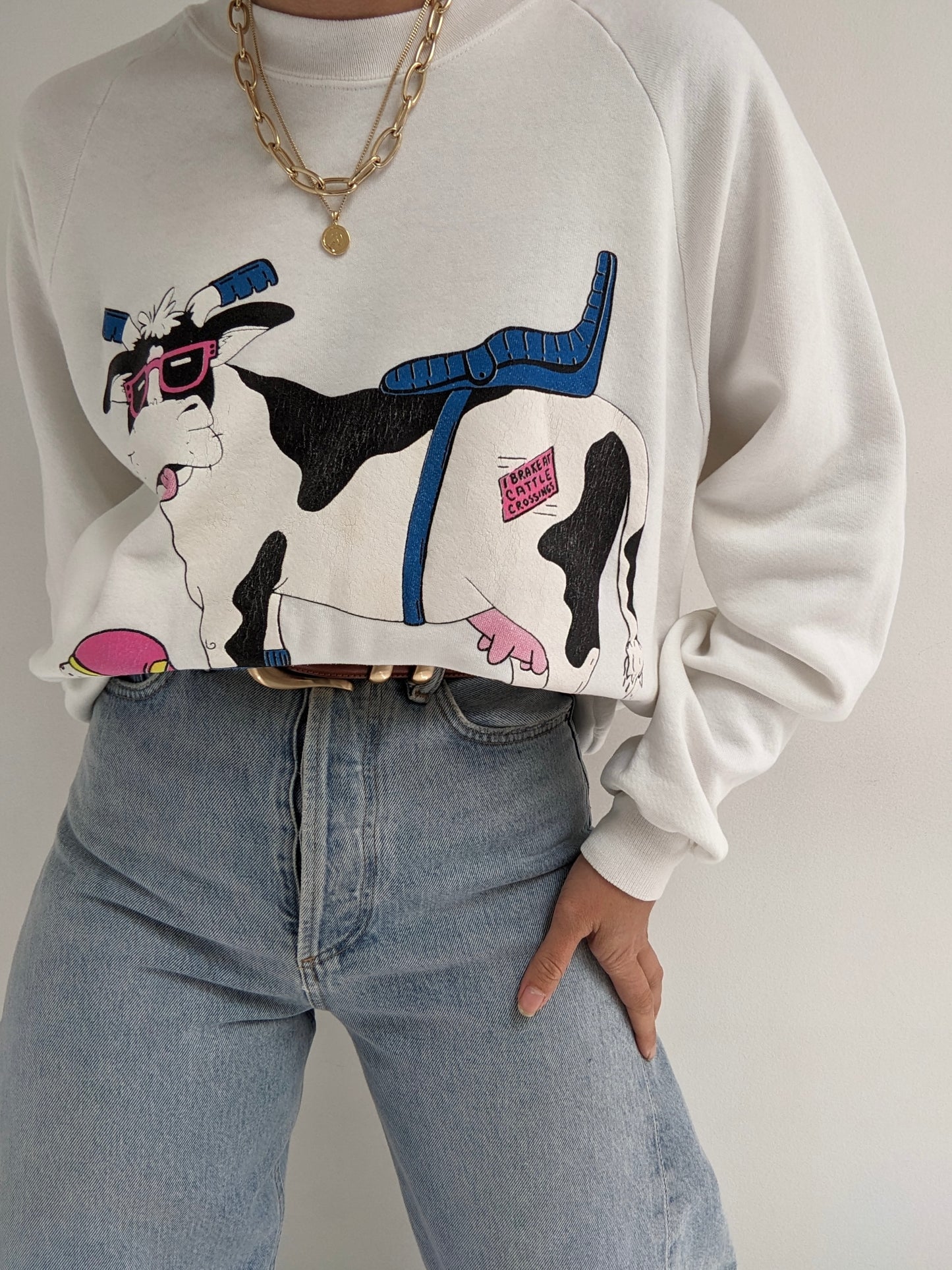 Vintage "Cow-A-Socky" Graphic Sweatshirt