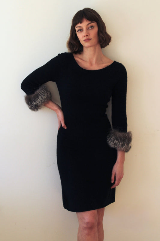 Amazing Vintage Cashmere & Fox Fur Sweater Dress