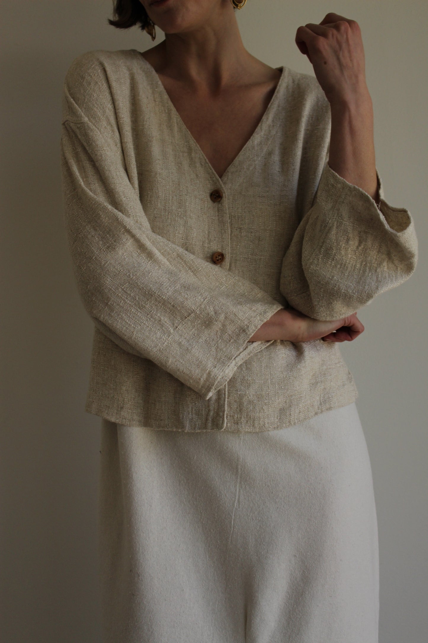 Vintage Sand Woven Flax Cardigan