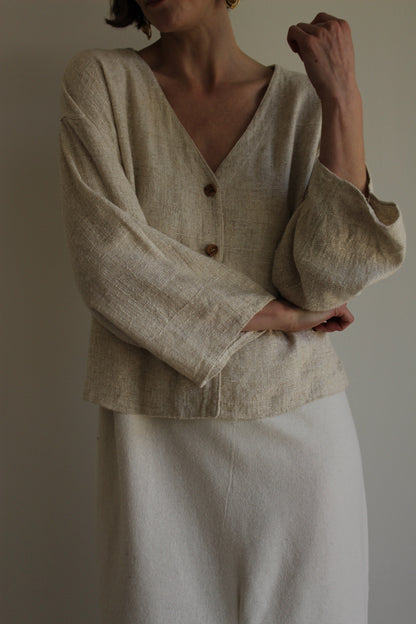 Vintage Sand Woven Flax Cardigan