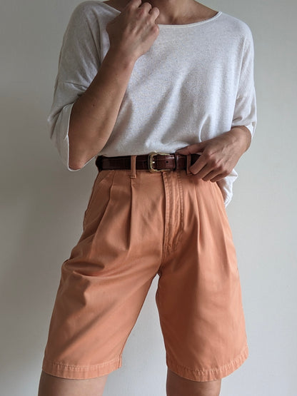 Vintage Faded Apricot Pleated Shorts