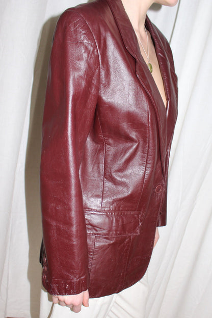 Vintage Etienne Aigner Merlot Leather Blazer