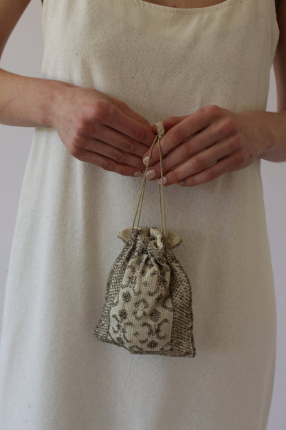 Delicate Vintage Beaded Drawstring Bag