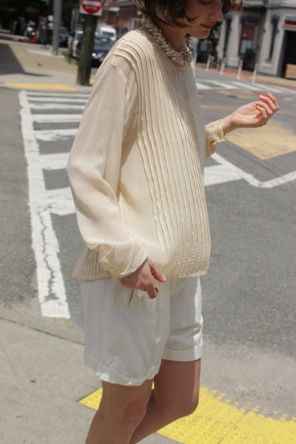 Favorite Vintage Sheer Pleated Silk Blouse