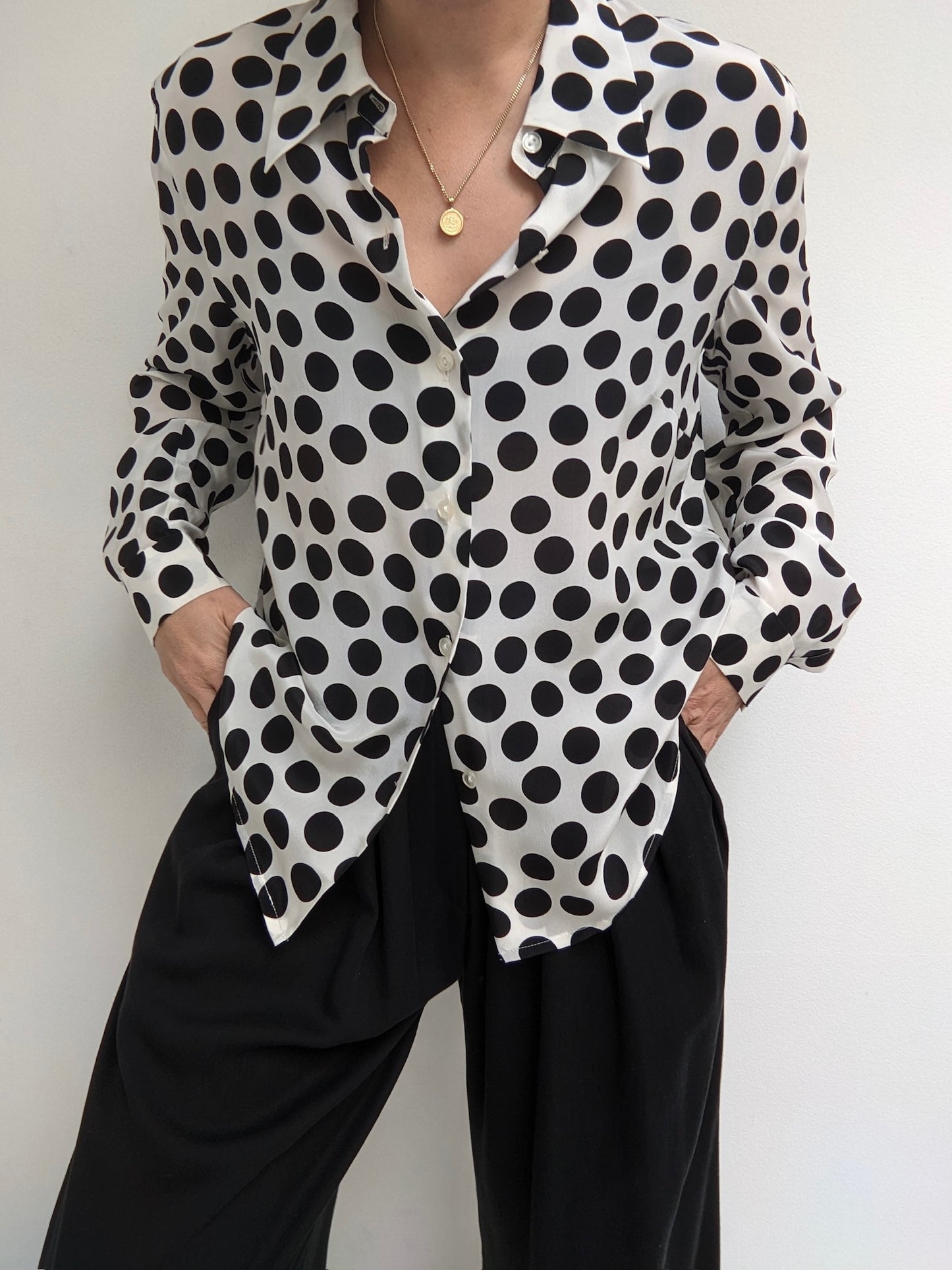 Polka Dot Sheer Silk Blouse